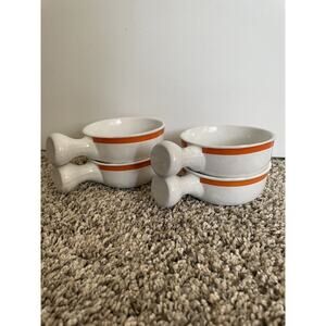 Vintage A Price Import Small Bowls/Crocks Set Of Four Orange Japan Stoneware